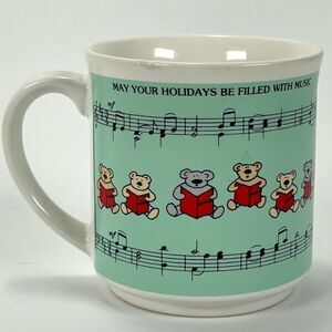 VTG Christmas Caroling Bears Holiday Music‎ Mug Japan
